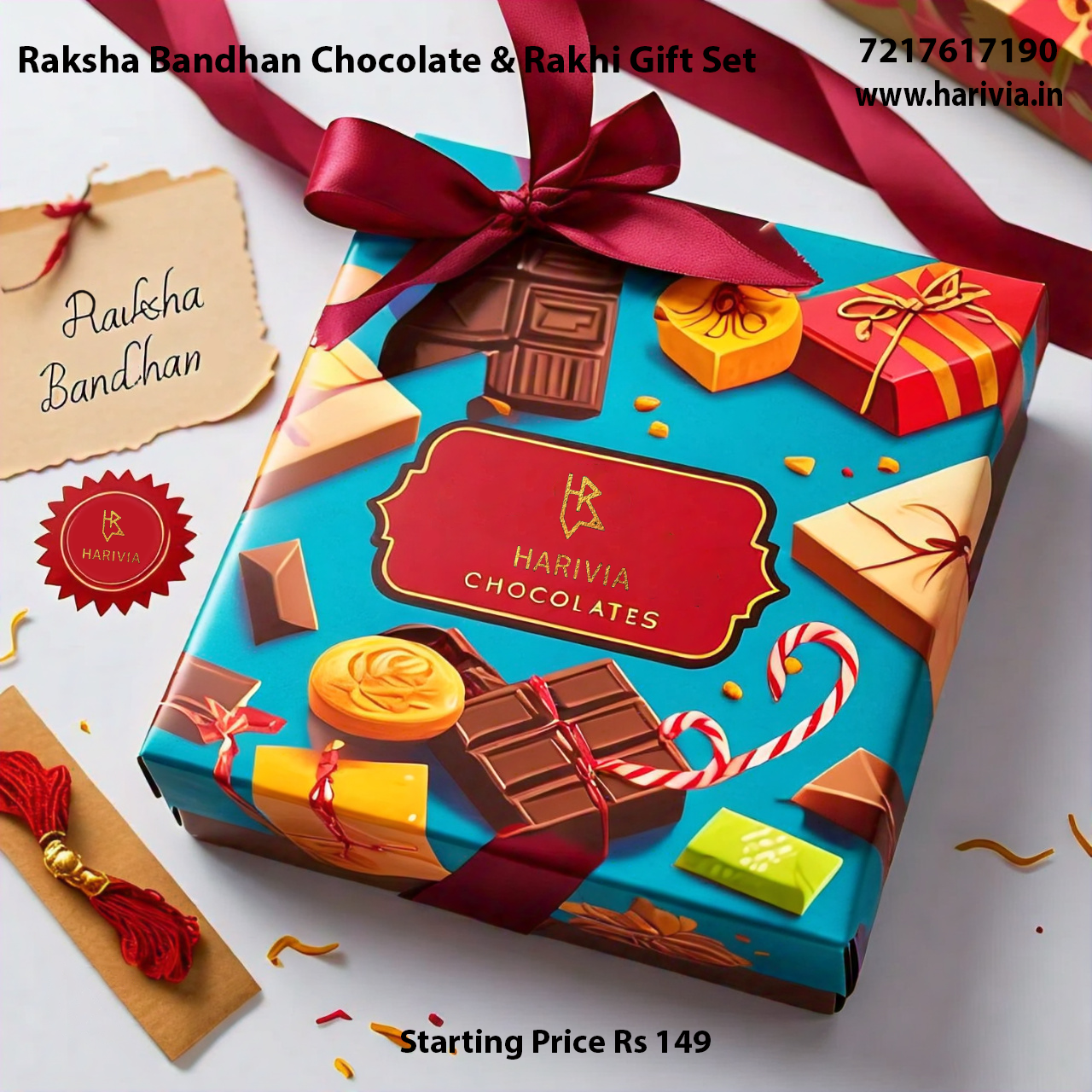 Harivia Chocolates Raksha Bandhan Chocolate and Rakhi Gift Set
