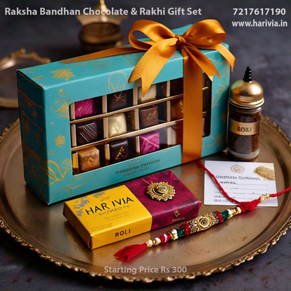 Harivia Chocolates Raksha Bandhan Chocolate and Rakhi Gift Set