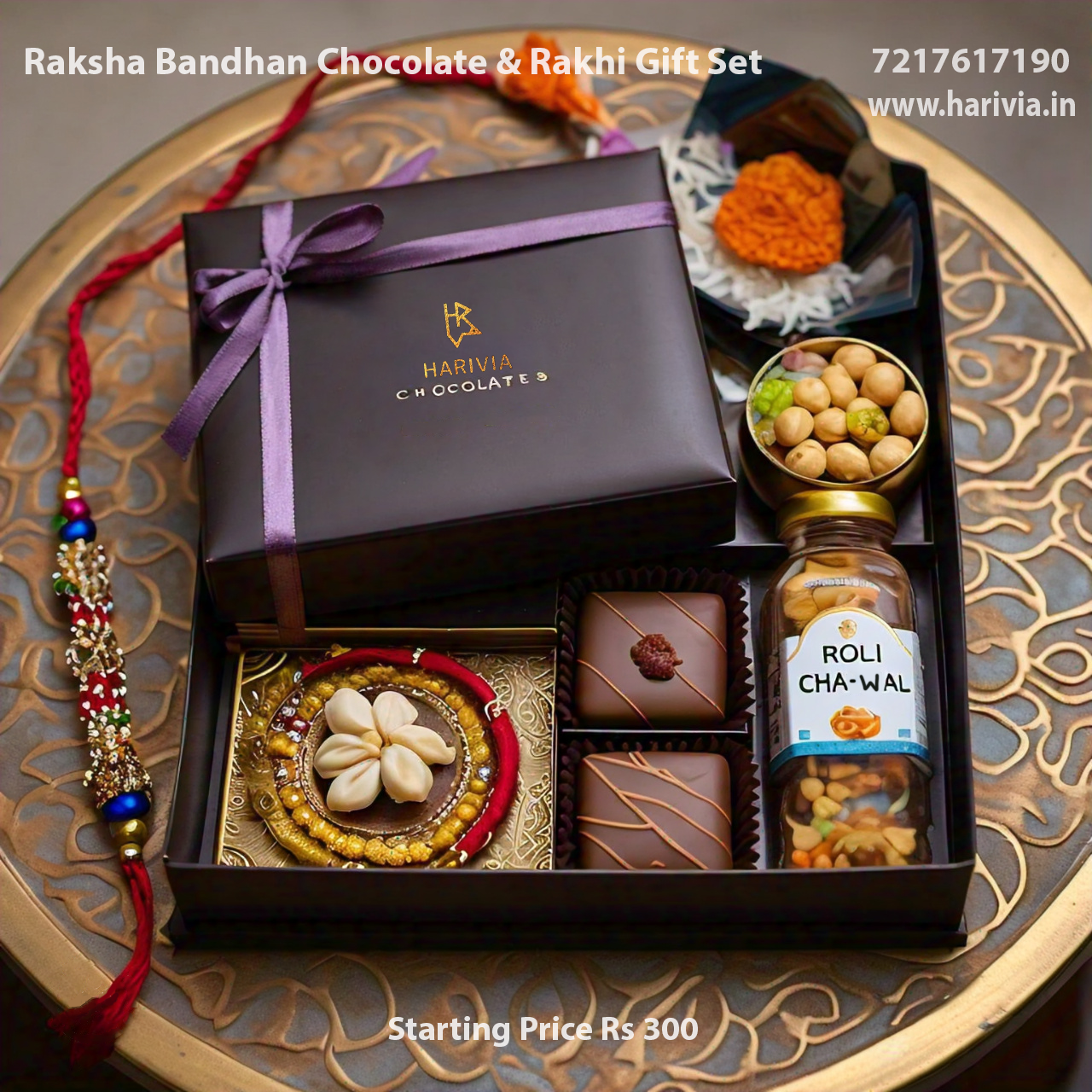 Harivia Chocolates Raksha Bandhan Chocolate and Rakhi Gift Set