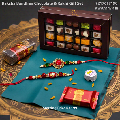Harivia Chocolates Raksha Bandhan Chocolate and Rakhi Gift Set