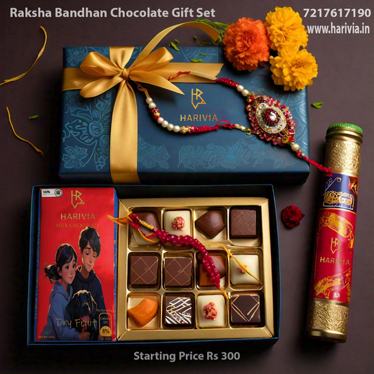 Harivia Chocolates Raksha Bandhan Chocolate and Rakhi Gift Set